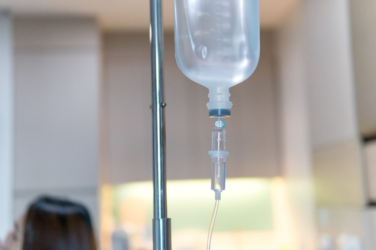 Closeup of IV bag