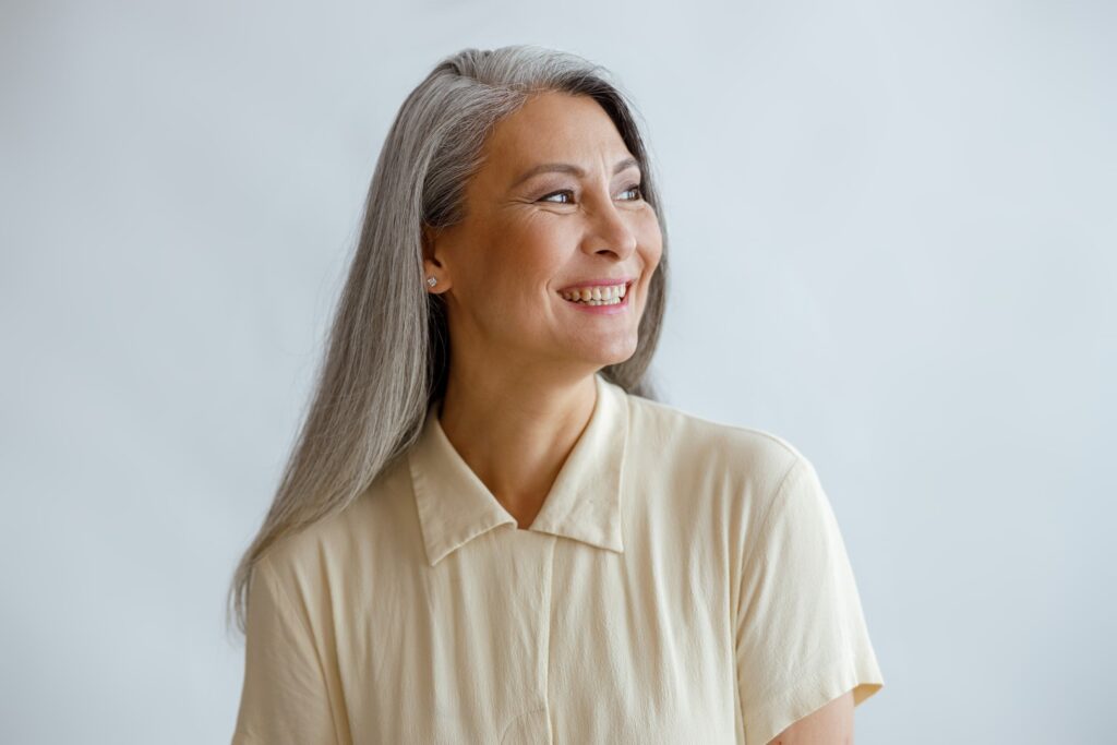 smiling middle aged woman